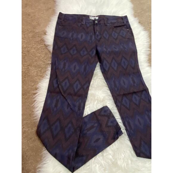 Free People Womens Chino Pants Pockets Belt Loops Geometric Pattern Size W 29 - Picture 2 of 9